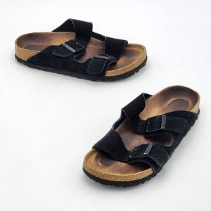 Birkenstock Arizona Suede Leather Buckle Sandals Black Size 35 EU 4 US